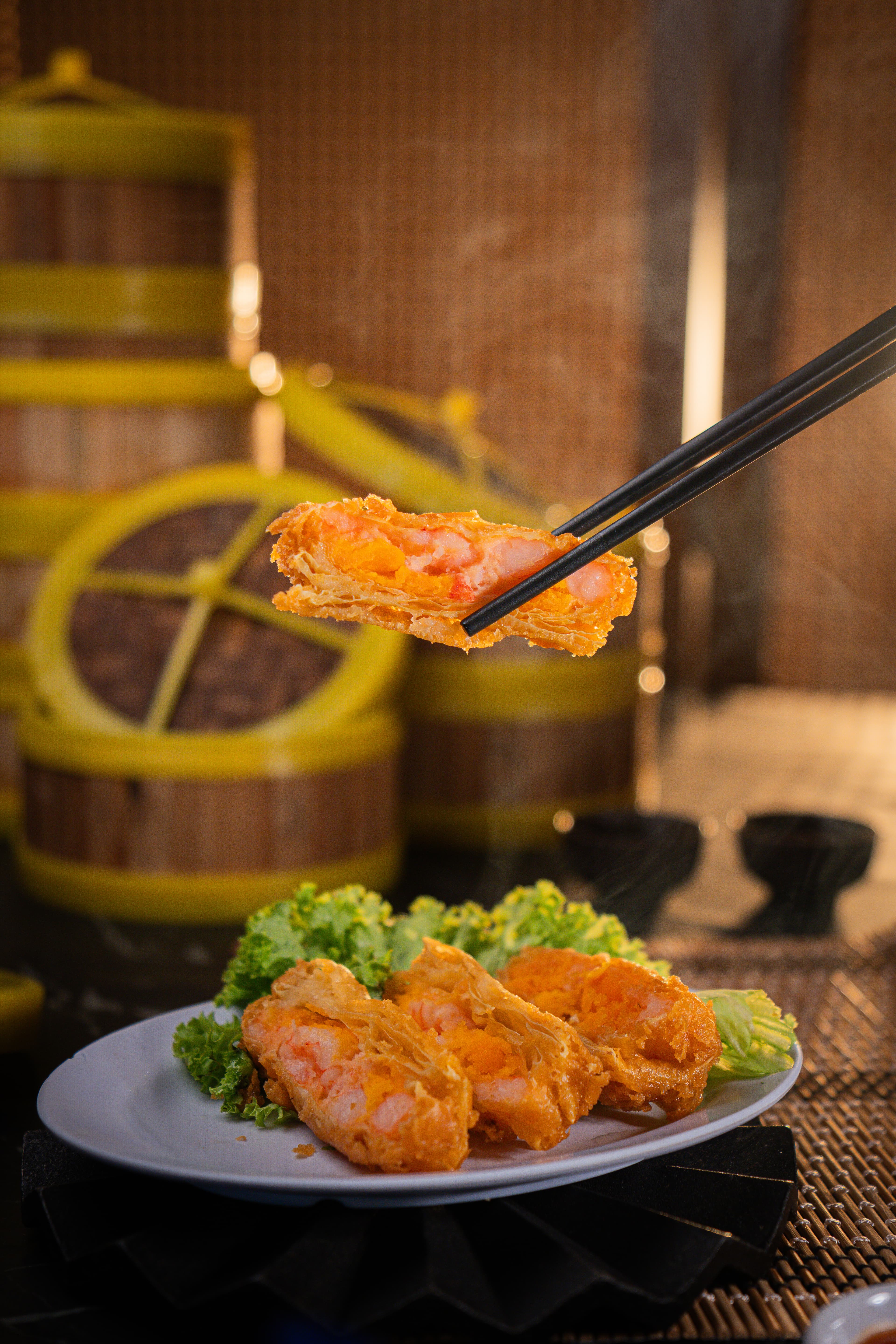 Foo Hou Dim Sum crispy wu gok taro prawn puff detail