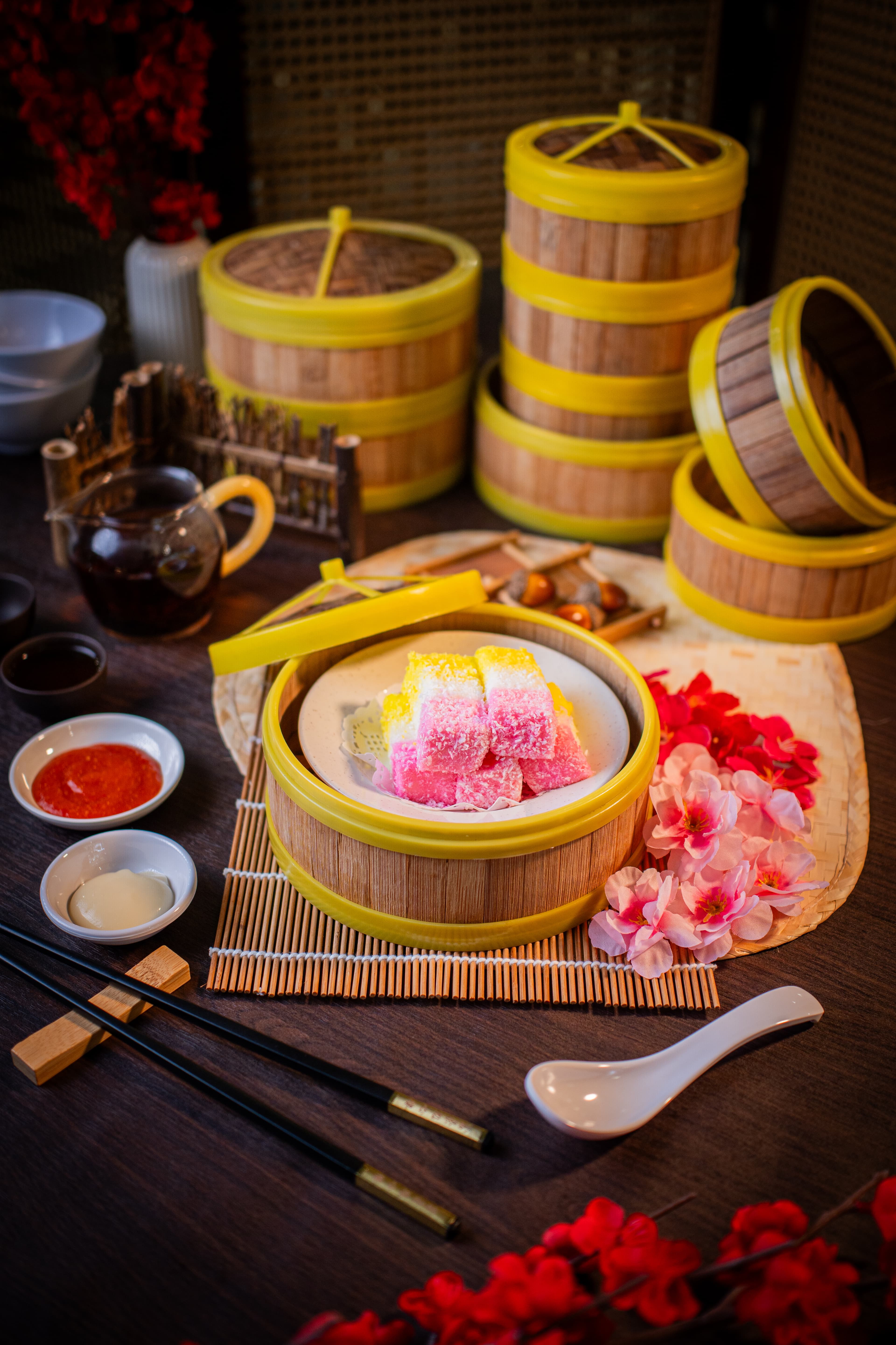 Foo Hou Dim Sum rainbow layered steamed pudding dessert